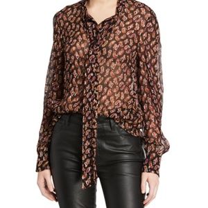 NWT Diane Von Furstenberg "Lanie"  Paisley Metallic Blouse with camisole